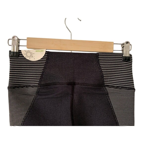 Offline By Aerie Seamless High Rise Black Gray Ribbed Leggings 7/8 Length Sz Sm - Picture 5 of 13